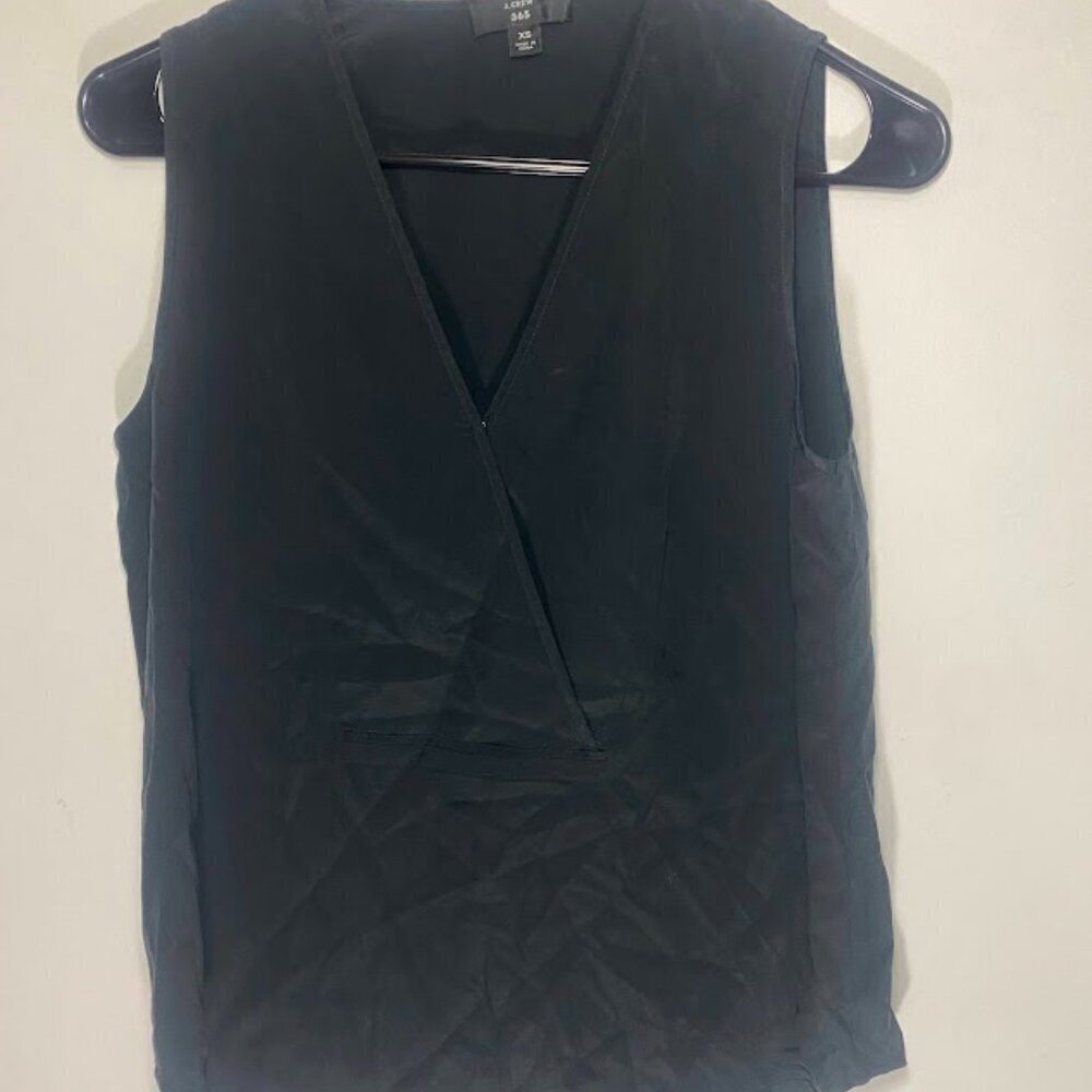 J Crew 365 Black Silk Sleeveless Blouse